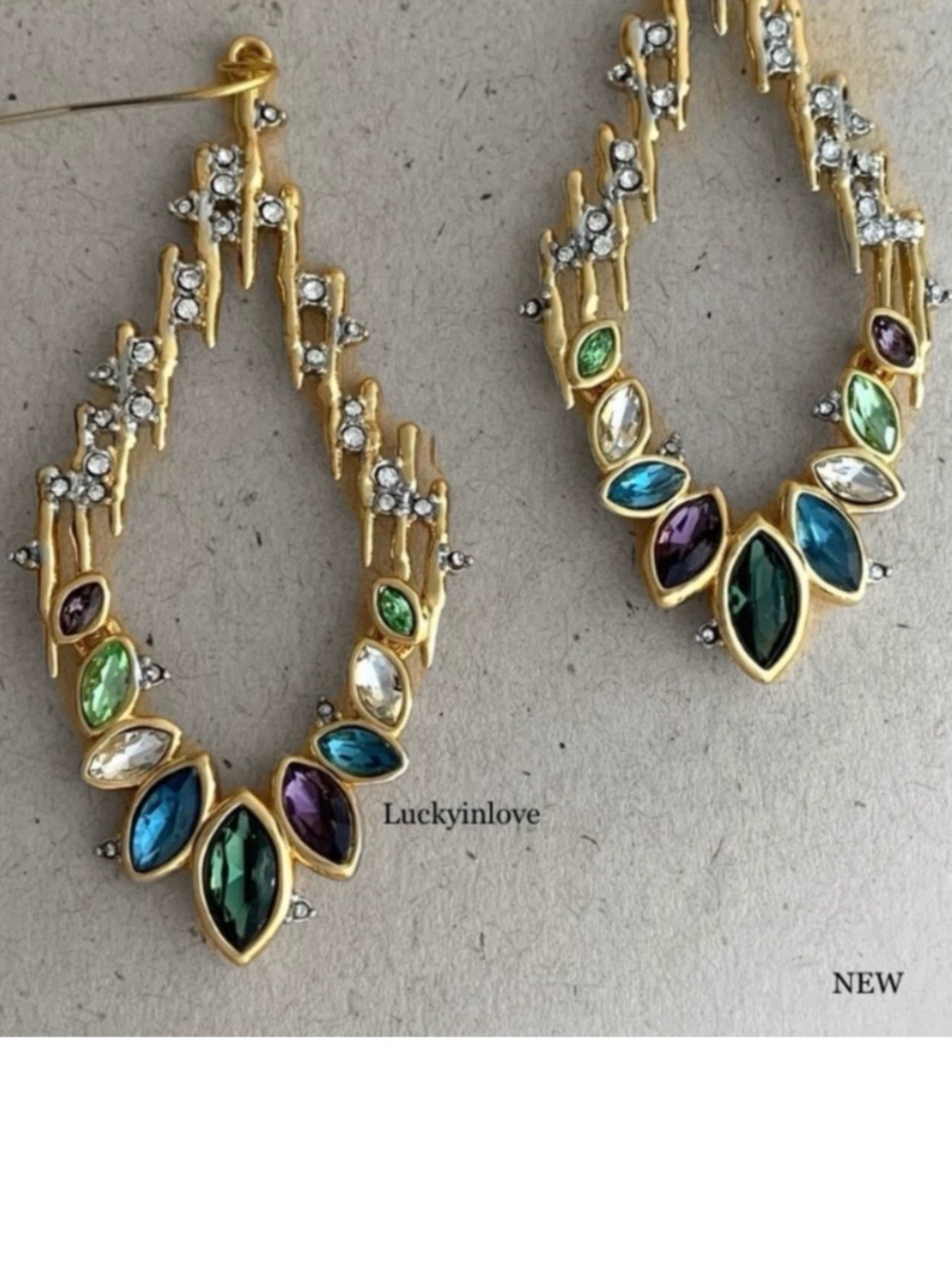 ALEXIS BITTAR • Navette Crystal Spiked Purple Blue Green Hinged Earrings